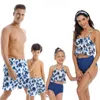 Family Matching Fringed Summer Beach Holiday Black Leopard Print Mommy Me Swimsuit Dad and Son Swimwear Shorts 210417