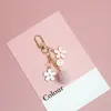 Fashion Trendy Keychain Ribbon Flower Keyring For Men Women Jewelry Pink Flower Cute Bag Car Key Holder Gifts