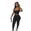 Women Tracksuits Two Pieces Sets Yoga Sweatsuit Jogging Suit Plain Outfits Tank Top + Leggings Sexy Sportswear Summer Clothes Solid Color