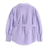 Mesh Spliced ​​Purple Bluses Skjortor Kvinnor Lantern Långärmad Hög midja Bandage Elegant Blusas Lapel Retro Loose Ins Tops 210417
