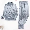 Womens seda cetim pijama pijama conjunto sleepwear pijama terno feminino dormir duas peças loungewear das mulheres plus tamanho 220208