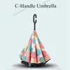 C مقبض مظلة أندبروف للطي عكس للنساء 2 طبقة مضادة للأشعة فوق البنفسجية مظلة مظلة المظلة الذاتي حامل المرأة مظلة 210401