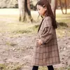 High Quality New Girl Coat Spring Winter Teenager Girls Warm Thicken Woolen Long Coat Khaki Plaid Trench Jackets Children Outerwea2835457