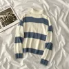 Ezgaga Stripe Sweater Mujeres Otoño Invierno Turtleneck Outwear Warm Ladies Jersey Oversize Jumper Streetwear Tops de moda 210430