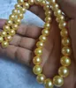 9-10mm Golden Natural Pearl Beaded Necklace 20inch Women's Gift Bridal Jewelry