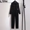 Coreano casual sciolto tuta donna eleganza Plus Size Abbigliamento utensili Tute a vita alta fusciacche slim Primavera 210427