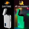 2021 Newest Luminous Gas Inflated Lighters Jet Windproof Arc Plasma USB Chargeable Lighter Metal Torch Electric Butane Pipe Cigar Lighter Smoking Gift