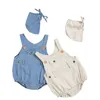 Nascido Denim Uma peça Roupas Infantil Bebê Romper Meninos Unisex Kids Meninas Macacões Macacão Solto 210417