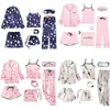 7шт шелковые женщины женское белье Camisole Print Shorts BAND PAJAMAS WTROFLOP Sleewwura Pijams Установить домашнюю одежду для Ladie весь день Pajama q0706