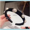 Hoofdbanden Sieraden Persoonlijkheid Vintage Style Zwart Hairband Wedding Party Classic Hair Band voor bruid Fashion Pearl Rhinestone Women Hoofdband