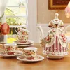 British Elegant Keramik Kaffekopp Ställ Kreativ Vacker Princess Gorgeous Dress Porslin Tea Pot Bröllopsgåva