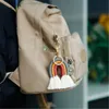 Neue Weberei Regenbogen Schlüsselanhänger für Frauen Boho handgemachte Schlüsselanhänger Schlüsselanhänger Makramee Tasche Charme Auto hängen Schmuck Geschenke G1019