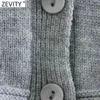 Women Vintage Turtleneck Collar Button Short Knitting Sweater Female Basic Chic Design Long Sleeve Cardigan Tops S656 210416