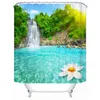 Rideaux de douche fleur de Lotus en cascade piscine paysage Nature paysage rideau Polyester salle de bain ensemble étanche