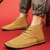 Adam Martin Çizmeler Rahat Iş Çizmeler Slip-on katı Ayakkabı Erkek Ayak Bileği Çizmeler 2022 Moda Erkekler Hakiki Deri Büyük Boy
