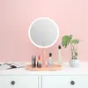 Miroirs compacts Miroir de maquillage LED avec lumière dames lampe de rangement bureau rotatif vanité forme ronde pour chambre cosmétique 3501629