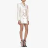 Silver Lion Buttons Shimmer Bling Supring Long Jacket WomenのスーツのブレザーのためのStarish 2021 Designer Blazer