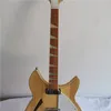 Semi-Hollow Natural Original body Electric Guitar with R Bridge,Rosewood Fingerboard,White Pickguard,can be customized