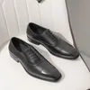 Homens Genuine Wingtip Leather Oxford Pointed Toe Lace Up Oxfords Vestido Brogues Casamento Business Platform Shoes 2021