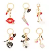 Alloy charm keychain gift pendant exquisite fashion rhinestone lipstick lips bag perfume high heels bag purse accessories G1019