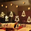 Christmas Bell Snowman Star Lights Strings Holiday Window Decor LED Sucker Light Battery Powered Xmas Garland for Home Decoration Lamps