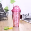 Akrylowe Skinny Tumblery Matte Colors Double Wall 401-500ml Kubek Kubek Picie Plastikowa Kubek Sippy Z Wioślami Bling Day Kubek Boże Narodzenie GIF