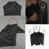 Lato Sexy Halter Chain Crop Top Black Backlvest Streetwear Cropped Gorset Top Wrap Tops Tank Camisole FEM H2E3 x0507