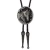 Western Cowboy Bolo Amerikanska Original 3D Retro Mönster Häst Huvudolja Dropp Leather Zinc Alloy Slips