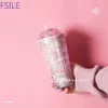 Coffee Mugs Creative Sequin Star BPA Free Plastic Water Bottle With Straw Travel Portable Tea Milk Insulated Cup Drinkware 420ML 210804