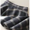 Womens Autumn Winter Warm Plus Size 4XL Wool Skirts Elegant Korean Style Plaid High Waist Long Skirt Office Ladies Clothes 210619