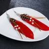 Creative Wings Shape Dangle Kroonluchter Oorbellen Mode Beaded Kwastje Fake Feather Decor Drop Earring Sieraden Accessoires