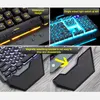 Clavier et souris lumineux Combos claviers de jeu rétroéclairés filaires USB pour ordinateur de bureau RGB panneau métallique optique Gamers avec repose-poignet support de téléphone