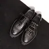 Rivetti con nappe Mocassini con frange Sier neri Abito da sposa Fatto a mano in pelle pieno fiore da uomo Derby Brogue 38