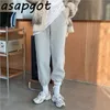 7 Färg Höst Vinter Tjock Hög midja Fleece Sweatpants Drawstring Loose Solid Casual White Joggers Harem Pant Women Cotton 210429