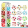Nail Salon Health Beautynail Art Decorations 2 PCS Tiny Cute Fruit Polymer Clay Slices Manicure Aessory Mixed Stberry Watermelon för DES