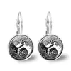 Tree of Life Silver Color Earrings Fashion France Cabochon Glass Earrings for Women EarHook Earrings Life Tree Glass Cabochon Jewelry