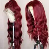 Ishow 14-40inch 99j Burgundy HD Transparent Lace Front Wig Human Hair Wigs 13x4 13x6 5x5 4x4 350# Straight Curly Water Loose Deep Body Headband Wig Bangs for Women