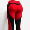 Herzform Leggings Frauen Rot Schwarz Farbe Hohe Taille Hosen Patchwork Gedruckt Leggins Große Größe Elastische Fitness 211215
