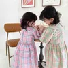 Spring Arrival Girls Girls Długim Rękawem Sukienka Kids Koreański Projekt z Hairpin 210528