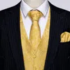 Men's Vests Barry.Wang 8 Colors Men Suit Vest Yellow Paisley Waistcoat Silk Tailored Collar V-neck Check Tie Set Formal Leisure M-2049