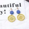 Japanese and Korean New Temperament Dangle Earring Long Wooden Tassel Creative Hollow Geometric Winding Dream Catcher Earrings