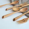 19 * 3.8cm / 19 * 2.5cm Portable Écologique Vaisselle En Bois Cuillère À Café Fourchette Cuillère À Soupe Restauration Coutellerie Cuisine Cuisine Outils Ustensile RRA12345