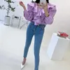 Retro High Waist Washed Mid-line Front Split Jeans Women's Stretch Hip Slim Fit Skinny Feet Nine Points Pencil Pants Sexy 14017 210528