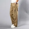 Hommes Pantalons Décontractés Automne Plus La Taille Droite Plus La Taille 5Xl Poche Latérale Tactique Large Jambe Coton Noir Salopette Hommes Pantalon Cargo 211201