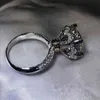 Solitario 8mm Anello di diamanti Gioielli in argento sterling 925 Cuore amore Fidanzamento Fedi nuziali Anelli per le donne Accessorio per feste nuziali 211217