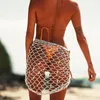 Ankomst 7 ColorsSummer Sexiga kvinnor paljett ihålig ut fisknät virkning mesh bikini täcker badkläder badstrand klänning sarongs