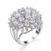 Couleur or luxe coloré fleur Zirkon cristal bague rouge rose CZ zircon bijoux mariage anneaux taille 6 7 8 9 10 anneaux femmes