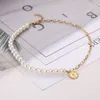 IPARAM Fashion Pearl Coin Choker Short 2020 Women's Boho Geometric Pendant Necklace Trend Jewelry