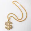 Gouden ketting ketting met dollarteken feestdecoratie 18K vergulde hiphop kristallen hanger voor heren 30 inch