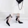 Scarpe eleganti Sandali gladiatore neri rossi Tacchi alti da donna Estate Donna Sexy Cinturino alla caviglia casual 220303